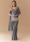 Grey Tissue Cutdana Embroidered Saree with Unstitched Blouse