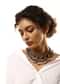 Grey Toned Necklace With Eye Shaped Midnight Blue Stone And Dangling Semi Precious Stone Drops