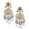 Grey And Blue Kundan Mix Metal Dangler Earrings