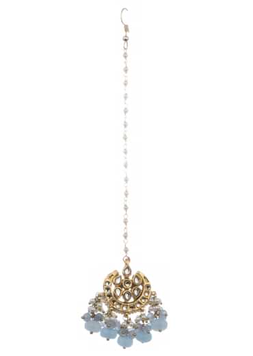 Grey And Gold Kundan Choker Set With Stones