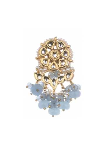 Grey And Gold Kundan Choker Set With Stones