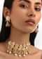 Grey And Peach Meenakari Kundan Pendant Necklace Set
