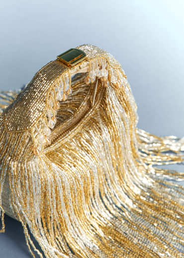 Grey And Silver Potli With Tassel Detailing