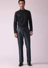 Grey Blazer & Pant Set In Terry Rayon Fabric