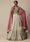 Grey Embroidered Lehenga Set With Zardozi Work