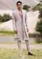 Grey Embroidered Linen Nawabi Suit