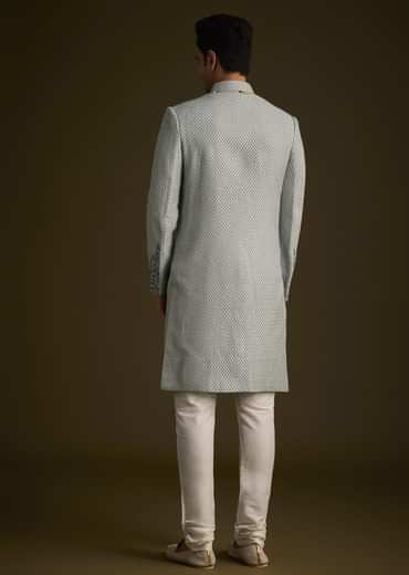 Grey Embroidered Sherwani Set