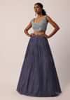 Grey Hand Embroidered Long Jacket And Lehenga Set