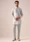 Grey Jacket And Kurta Set in Linen