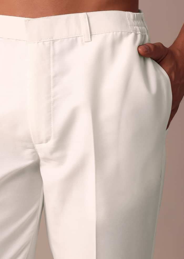 Grey Linen Kurta With Embroidered Yoke
