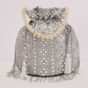 Grey Mirror Work Silk Potli With Tassels And Pearl Handle
