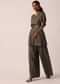 Grey Peplum Top And Pant Set With Sequins