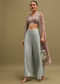 Grey Printed Organza Palazzo Set With Jacket