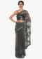 Grey saree featuring in net with sequin and cut dana embroidery only on Kalki