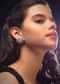 Grey Stone Studded Floral Stud Earrings With Swarovski In The Centre