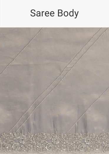 Grey Tissue Embroidered Saree