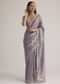 Grey Tissue Saree Floral Embroidery