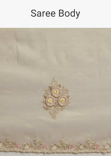 Grey Tissue Saree With Sequins And Cutdana Work