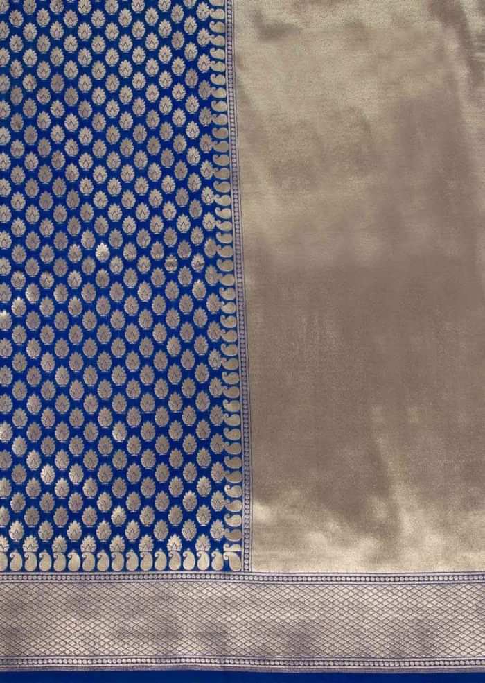Half and half banarasi silk saree in gold and Persian blue shade only on Kalki