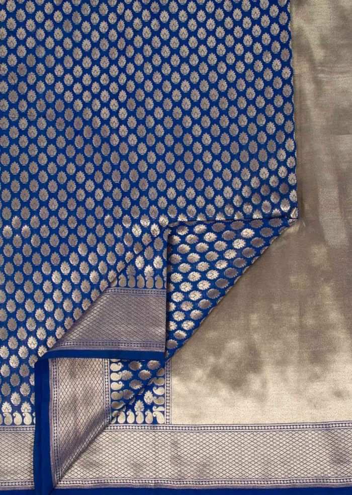 Half and half banarasi silk saree in gold and Persian blue shade only on Kalki