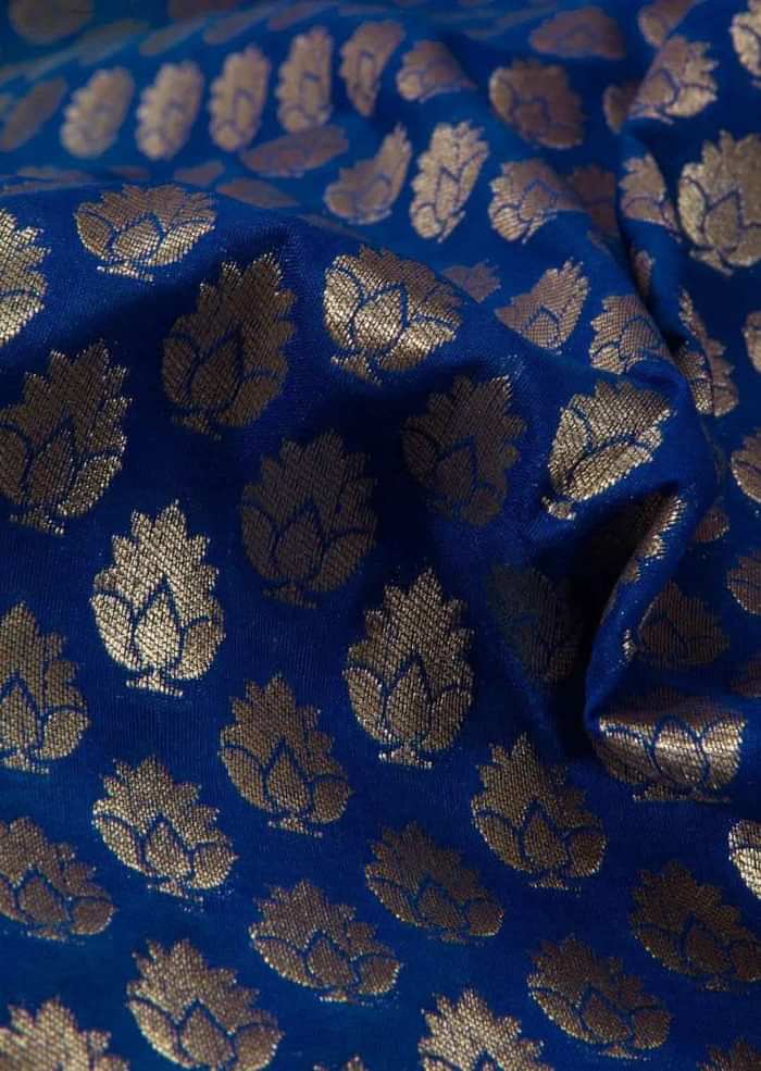 Half and half banarasi silk saree in gold and Persian blue shade only on Kalki