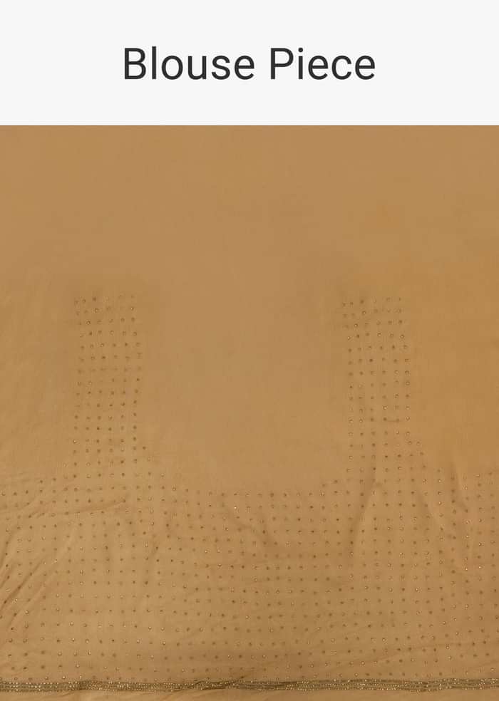 Half and half  beige lace and chiffon saree with scallop border in cut dana only on Kalki