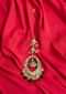 Half moon shape maang tikka in jade green semi precious stone and bead only on Kalki