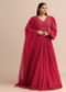 Hand Embroidery Red Anarkali Suit With Organza Dupatta