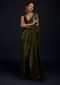 Henna Green Ready Pleated Saree Embellished In Sequins With A Matching Velvet Blouse With Plunging Neckline