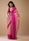 Fiery Red Printed Satin Saree With Dual Tone Stripes