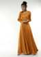 Honey Yellow Jumpsuit In Satin Blend With Bandhani Print All Over And An Overlapping Pleated Bodice With A Mirror Belt