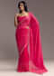 Hot Pink Organza Saree With Stone And Cut Dana Work