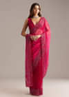 Hot Pink Organza Saree With Stone And Cutdana Embroidery
