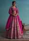 Hot Pink 14 Kali Embroidered Bridal Lehenga In Raw Silk With Embroidered Belt