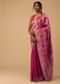 Hot Pink Dola Silk Banarasi Saree With Bandhani Waeve