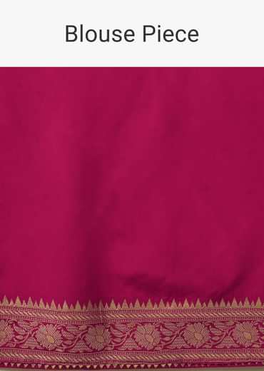 Hot Pink Dola Silk Banarasi Saree With Bandhani Waeve