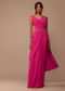 Hot Pink Indo-western Saree Set With Embroidered Belt