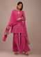 Hot Pink Printed Sharara Suit With Stone Work In Crepe