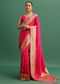 Hot Pink Woven Bandhani Silk Saree With Paithani Border Pallu And Unstitched Blouse