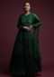 Hunter Green Anarkali Suit In Georgette With Mirror Abla And Sequins Embroidery And Frill Dupatta Online - Kalki Fashion