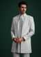 Ice Blue Cotton Silk Hand Work Sherwani Kurta Set