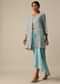 Ice Blue Organza Jacket And Dhoti Set