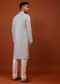 Powder Blue Embroidered Kurta Set With Mirror Work In Cotton Silk