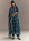 Indigo Blue Muslin Printed Anarkali Suit