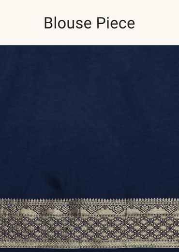 Indigo Blue Saree In Dola Silk With Embroidered Floral Buttas