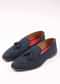 Indigo Blue Solid Tassel Loafers For Men In Suede