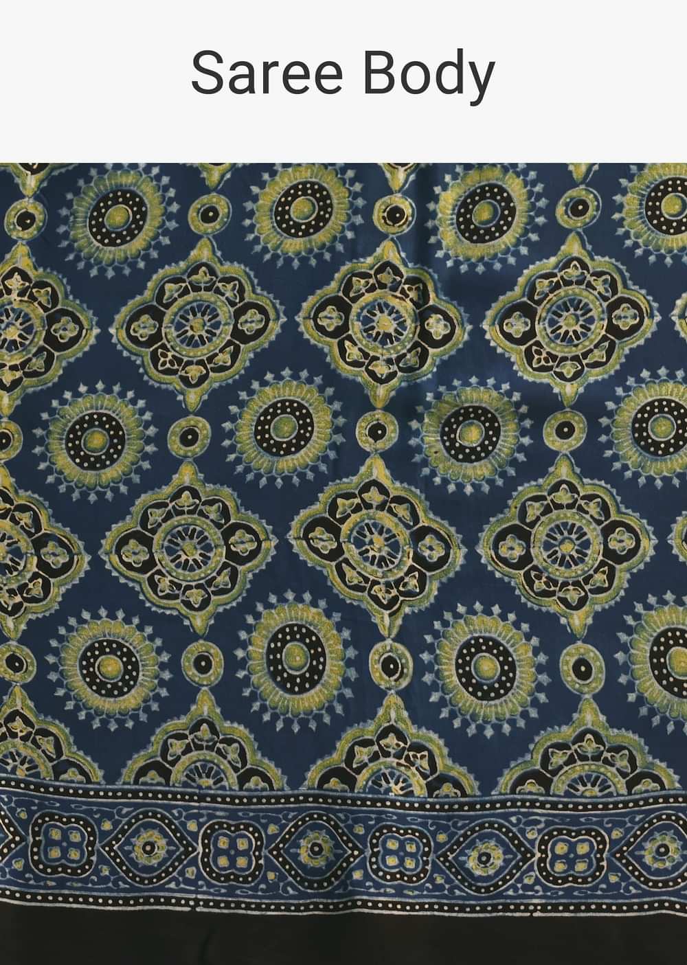 Indigo Satin Modal Handblock Printed Ajrakh Saree
