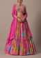 Pink Silk Printed Lehenga Set