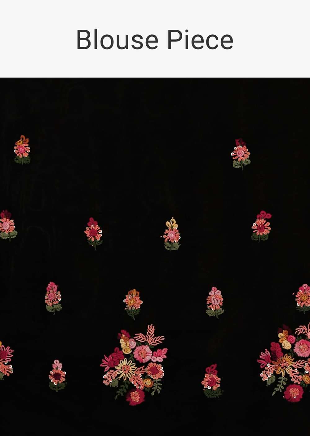 Ink Black Saree In Silk Blend With Checks Weave, Multi Colored Bud Embroidered Floral Motifs And Brocade Border Online - Kalki Fashion