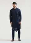 Ink Blue Geometric Panelled Kurta Set By Paarsh Atelier